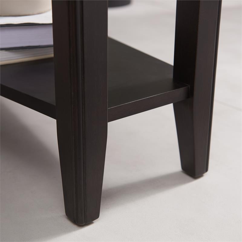 Bowery Hill Recliner Solid Wood Wedge Table with Shelf in Black