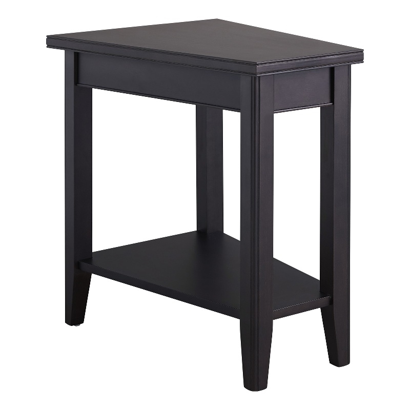 Bowery Hill Recliner Solid Wood Wedge Table with Shelf in Black