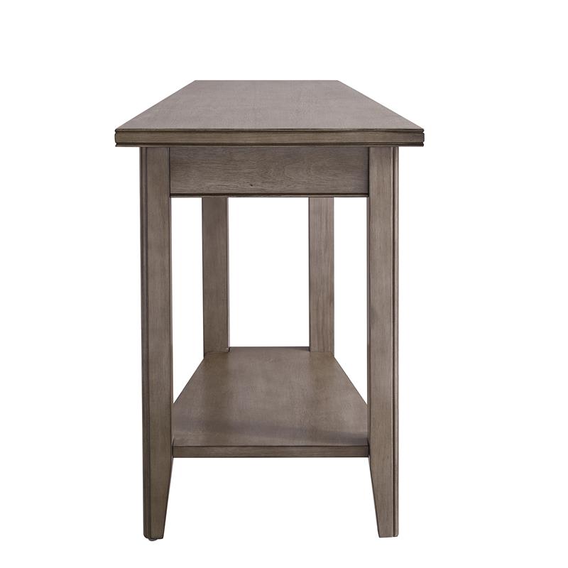 Bowery Hill Recliner Wood Wedge Table with Shelf in Smoke Gray