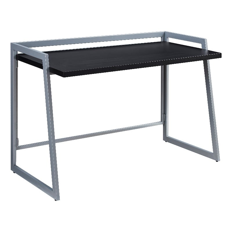 Bowery Hill Mixed Metal and Wood Folding Desk in Black/Nickel