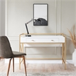 Bowery Hill Desk with Drop Front Keyboard Drawer in White/Satin Gold