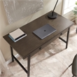 Bowery Hill Metal & Wood Computer Desk with Keyboard Drawer in Gray/Matte Black