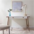 Bowery Hill Desk with Drop Front Keyboard Drawer in White/Gold