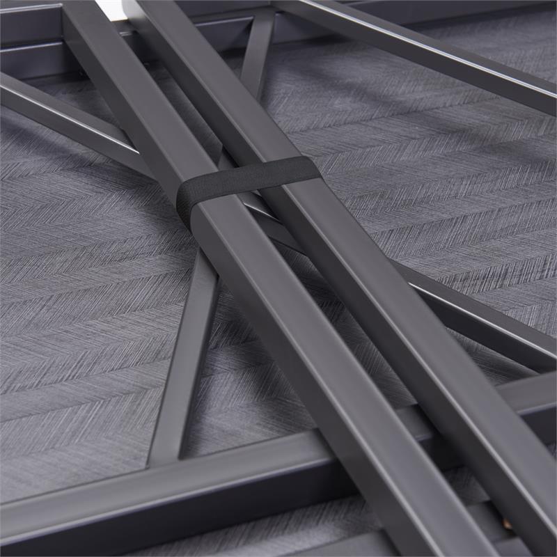 Bowery Hill Collapsible X Desk with Hinged Top in Gray Herringbone/Matte Black