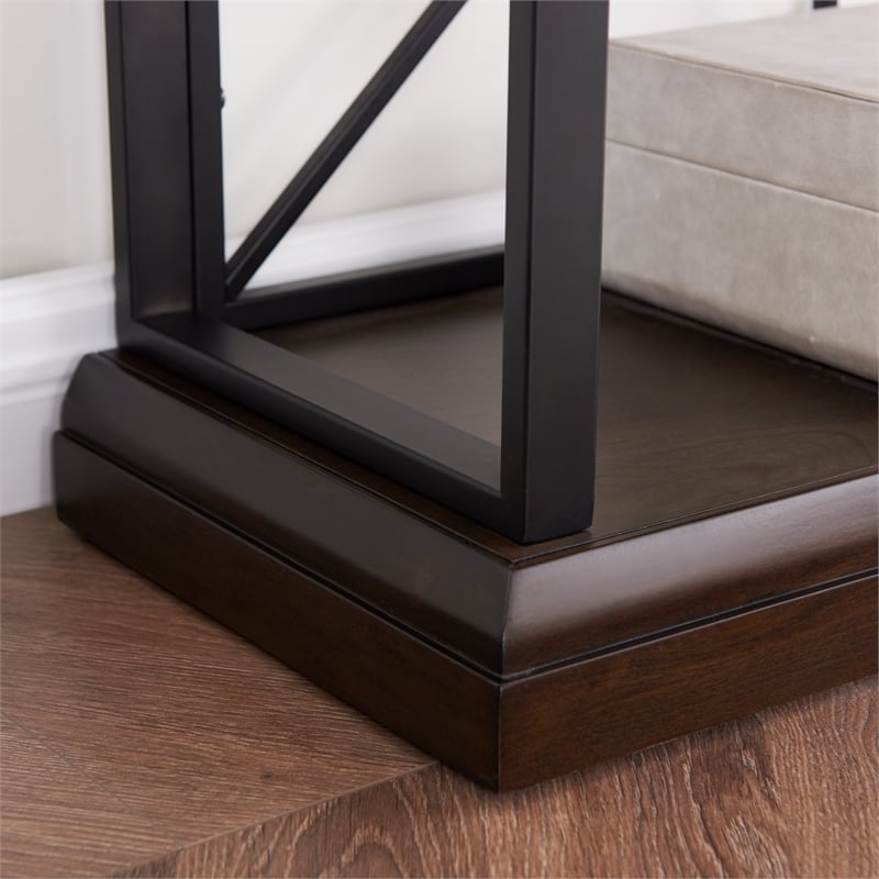 Bowery Hill Mixed Metal & Wood Bookshelf with 3 Shelves - Dark Earth/Matte Black