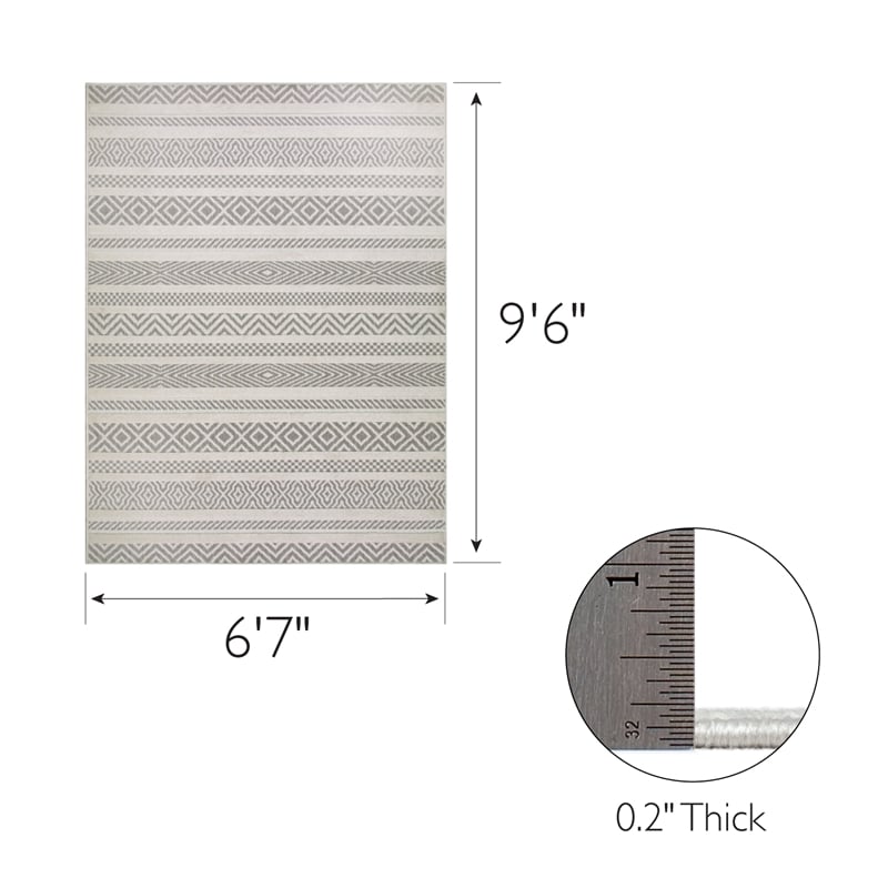 Bowery Hill Gray Multi-Pattern Indoor Outdoor Area Rug 6'7