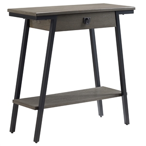 Bowery Hill Wood and Metal Console Table with Drawer in Gray