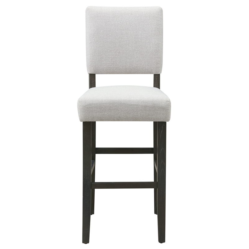 Bowery Hill Wood Upholstered Back Bar Stool Set of 2 in Gray Washed Blackbean