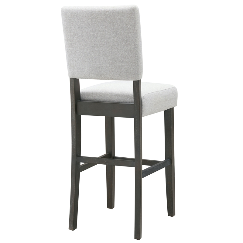 Bowery Hill Wood Upholstered Back Bar Stool Set of 2 in Gray Washed Blackbean