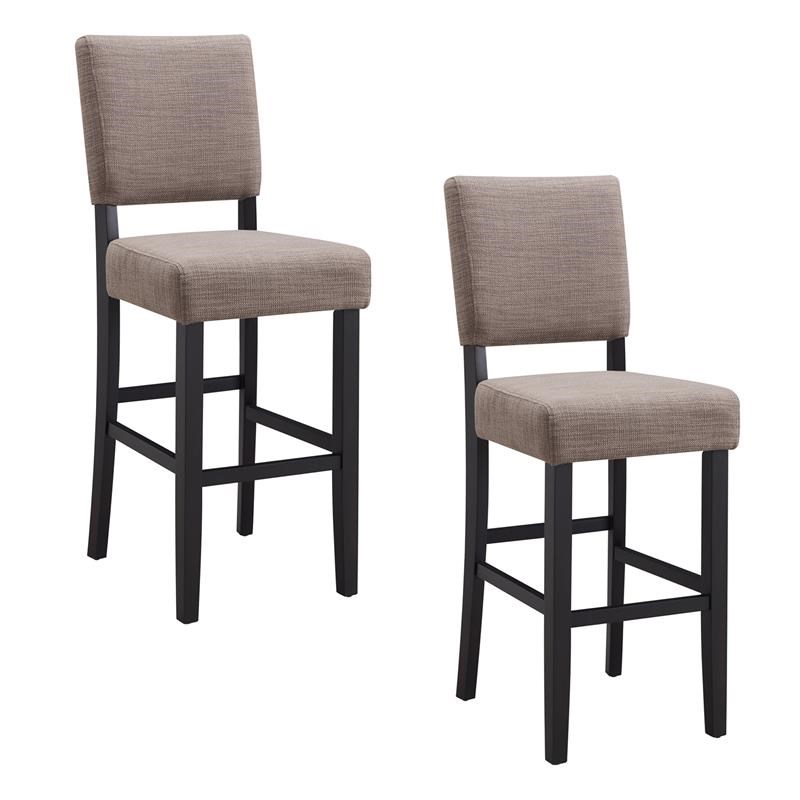 Bowery Hill Wood Upholstered Back Bar Stool Set of 2 in Black/Gray