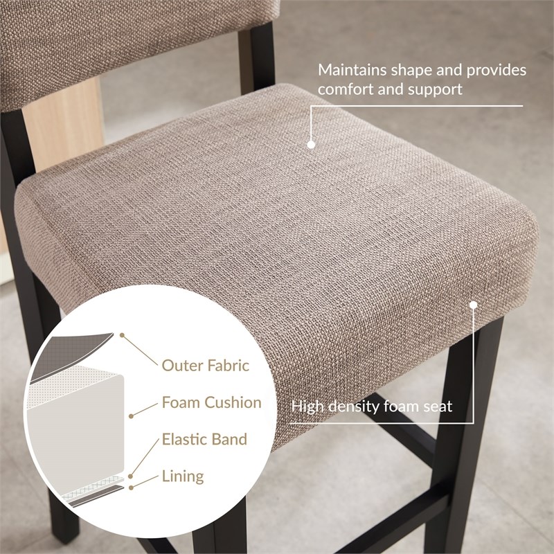 Bowery Hill Wood Upholstered Back Bar Stool Set of 2 in Black/Gray