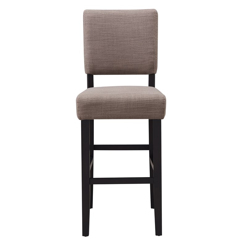 Bowery Hill Wood Upholstered Back Bar Stool Set of 2 in Black/Gray