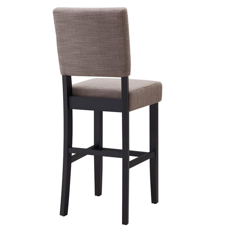 Bowery Hill Wood Upholstered Back Bar Stool Set of 2 in Black/Gray