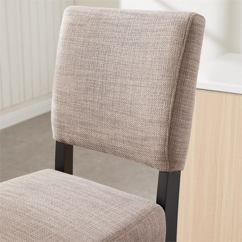 Bowery Hill Wood Upholstered Back Bar Stool Set of 2 in Black/Gray