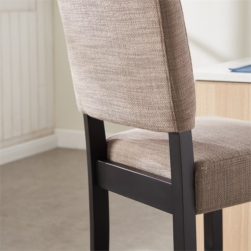 Bowery Hill Wood Upholstered Back Bar Stool Set of 2 in Black/Gray