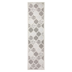 Bowery Hill Quatrefoil Indoor Outdoor Area Rug Runner 2' x 8' in Gray/Ivory