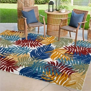Bowery Hill Tropical Palm Indoor Outdoor Area Rug 3' x 5' in Multi-Color