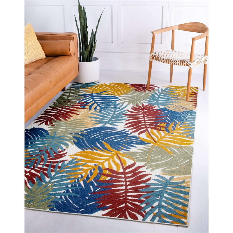 Bowery Hill Tropical Palm Indoor Outdoor Area Rug 3' x 5' in Multi-Color