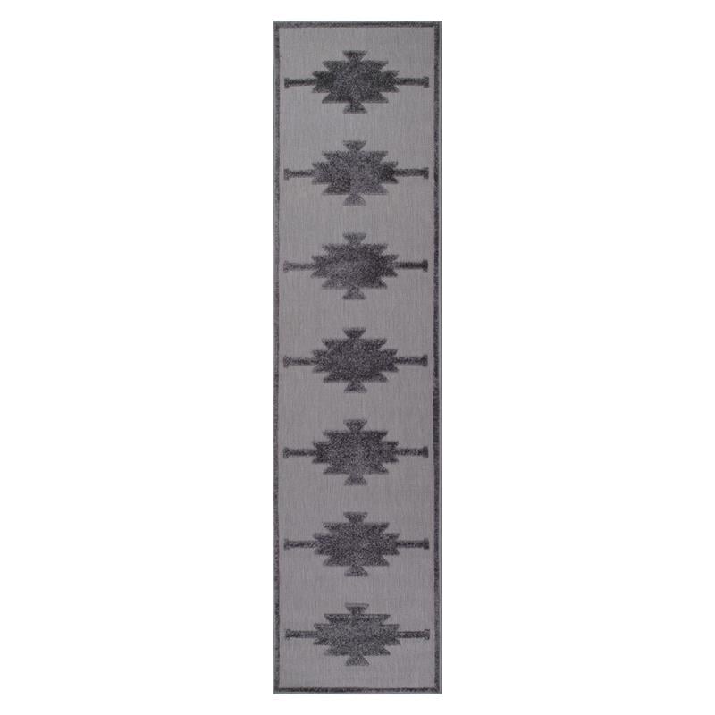 Bowery Hill Southwestern Indoor/Outdoor Area Dark/Light Gray Rug Runner 2' x 8'