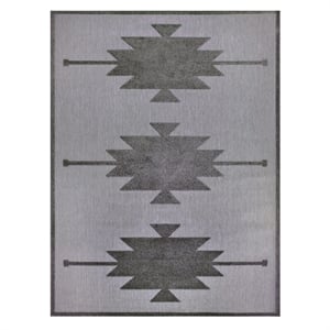 Bowery Hill Southwestern Indoor Outdoor Area Rug 7'10&quot x 10' in Dark/Light Gray