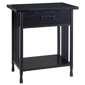 Bowery Hill Wood and Metal One Drawer Nightstand Side Table in Black Wash