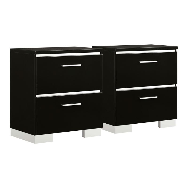 Bowery Hill Contemporary Eastern King Bed and 2 Nightstands Set in Black