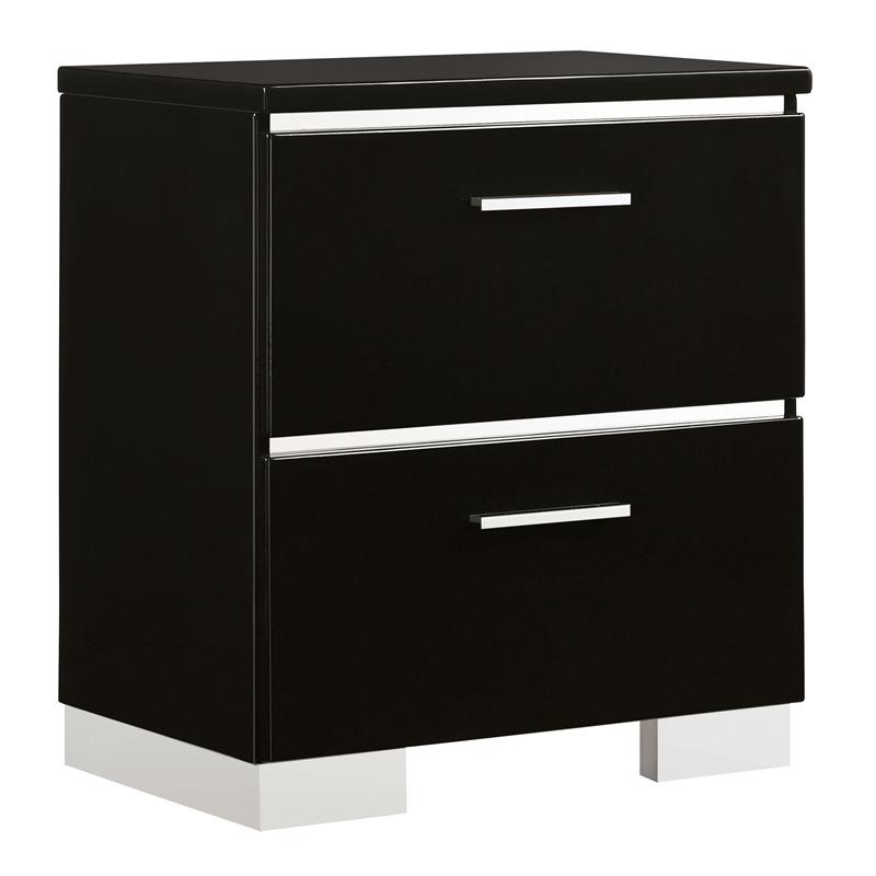 Bowery Hill Contemporary Eastern King Bed and 2 Nightstands Set in Black