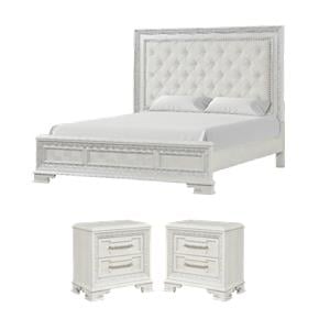 Bowery Hill 3-Piece Bedroom Set of 2 Nightstands and Queen Bed
