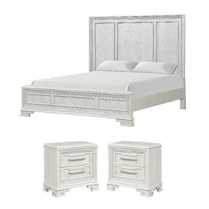 Bowery Hill 3-Piece Bedroom Set of Queen Bed & 2 Nightstands