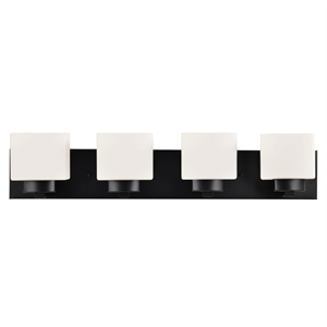 Bowery Hill Stainless Steel Bath Light in Matte Black 4-Light