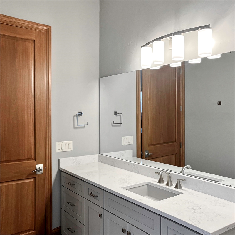 Bowery Hill 2 Handle Brass Bathroom Faucet in Satin Nickel 8 inch