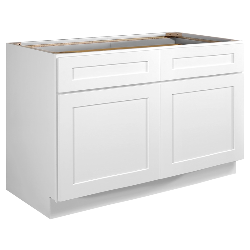 Bowery Hill Wood Base Cabinet in White 48-Inch x 24-Inch x 34.5-Inch