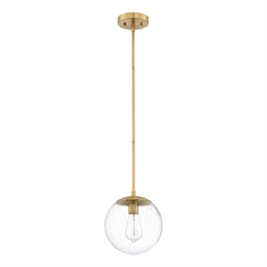 Bowery Hill Pendant with Clear Seedy Glass Globe Shade in Satin Gold