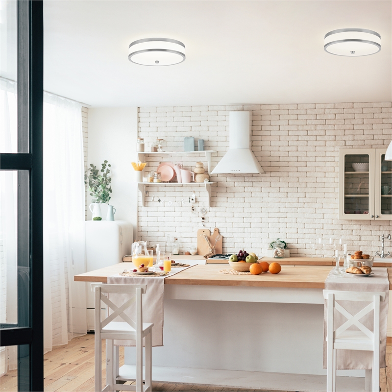 Bowery Hill Stainless Steel Ceiling Light with LED in Satin Nickel
