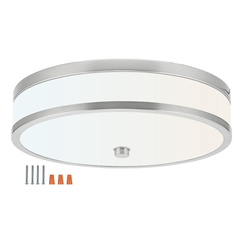 Bowery Hill Stainless Steel Ceiling Light with LED in Satin Nickel