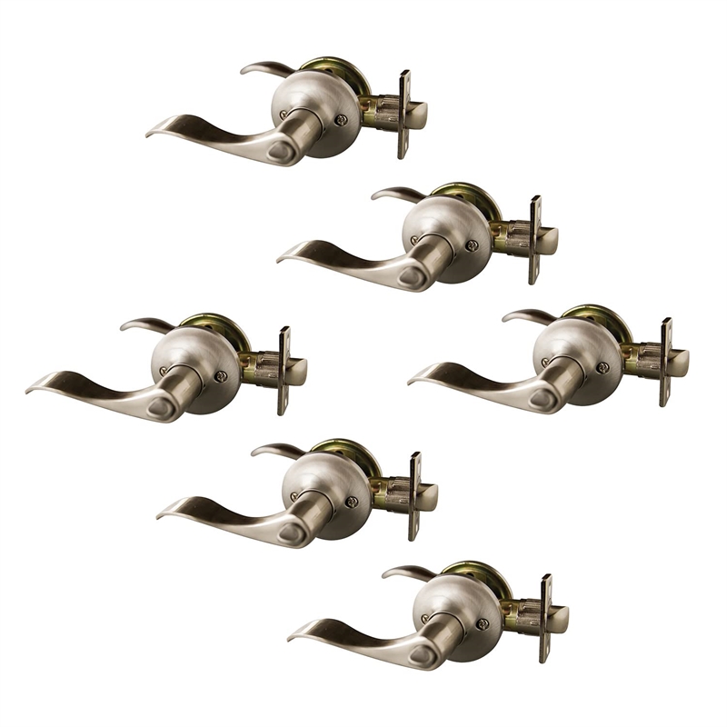 Bowery Hill Satin Nickel Metal Door Lever with 6 Way Latch 6 Pack