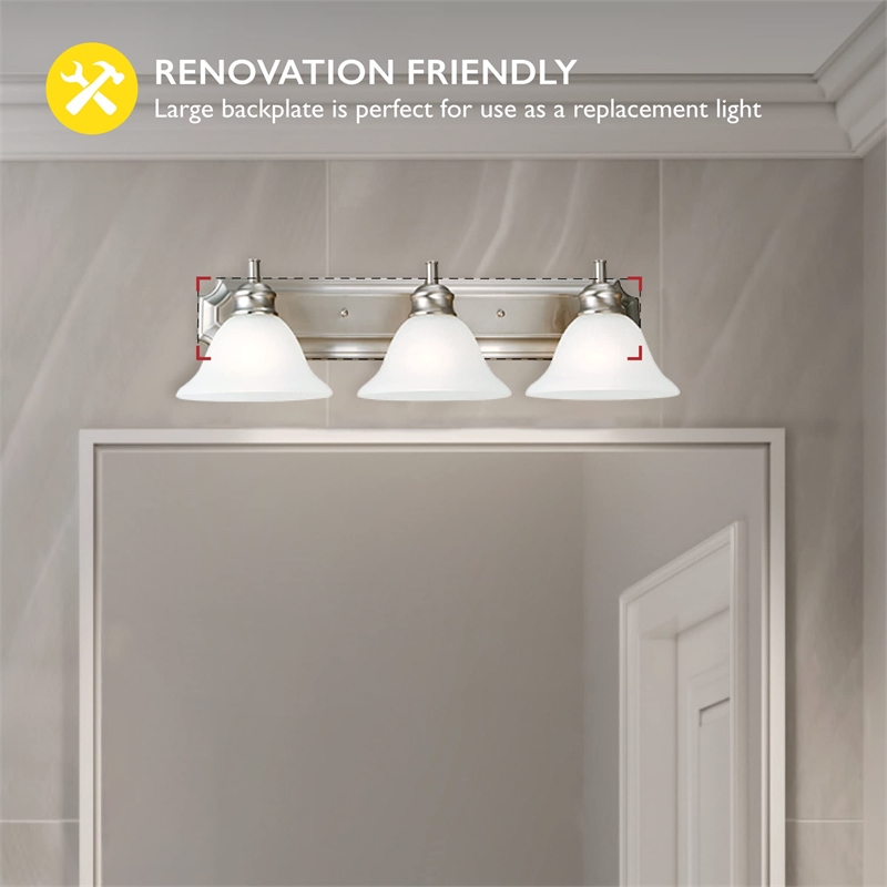Bowery Hill 3-Light Stainless Steel Vanity Light in Satin Nickel