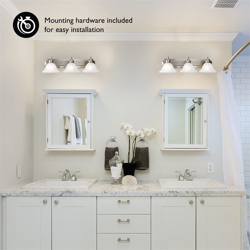 Bowery Hill 3-Light Stainless Steel Vanity Light in Satin Nickel