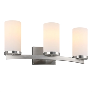 Bowery Hill Frosted Glass Vanity Light in Brushed Nickel 3-Light