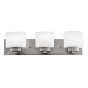 Bowery Hill Stainless Steel 3-Light Vanity Light in Satin Nickel/Silver