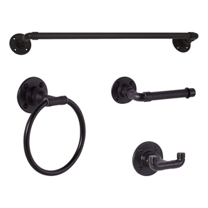 Bowery Hill Bathroom Metal Hardware Kit in Satin Black 4 Piece