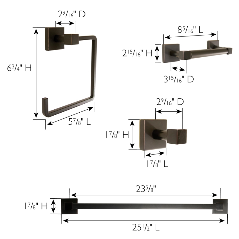 Bowery Hill 4-Piece Metal Bathroom Hardware Kit in Oil Rubbed Bronze