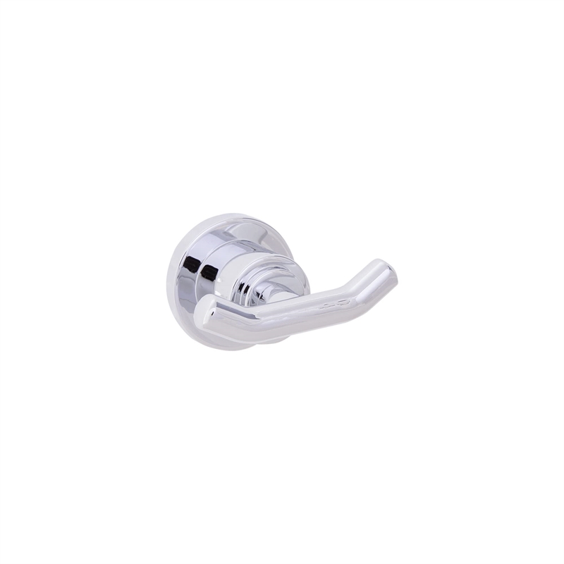 Bowery Hill Metal Double Robe Hook in Polished Chrome/Silver