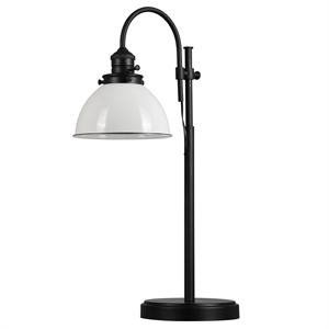Bowery Hill Farmhouse Adjustable Metal Desk Lamp in Matte Black