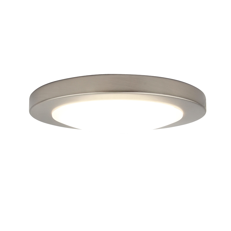 Bowery Hill LED Flush Mount Metal Ceiling Light in Satin Nickel