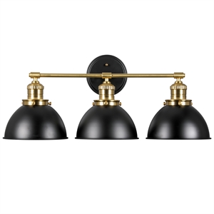 Bowery Hill Stainless Steel Vanity Light in Matte Black/Gold 3 Light