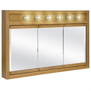 Bowery Hill 48-Inch Lighted Wood Medicine Cabinet in Nutmeg Oak