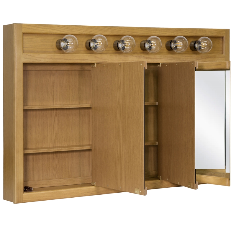 Bowery Hill 48-Inch Lighted Wood Medicine Cabinet in Nutmeg Oak