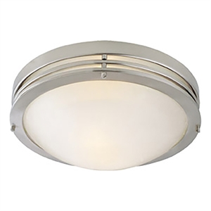 Bowery Hill Ceiling Light Steel & Alabaster Glass in Satin Nickel 2-Light