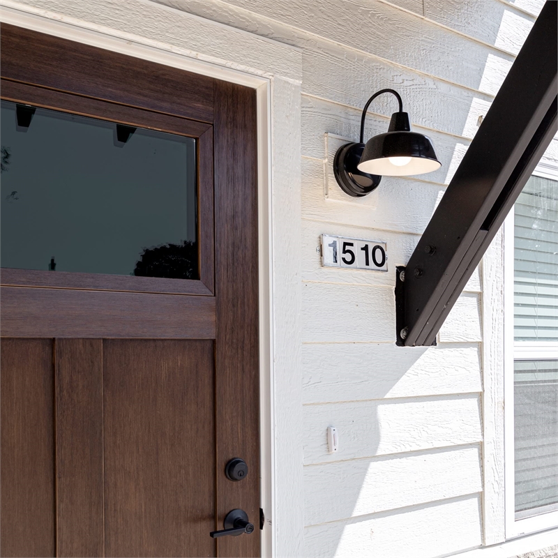 Bowery Hill Farmhouse Steel Indoor/Outdoor Wall Light in Satin Black